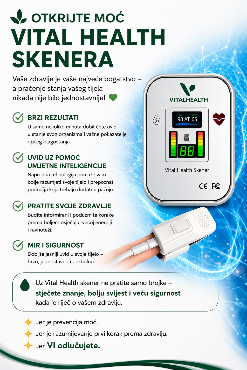 Kvantno skeniranje tijela Vital Health – cjelovita wellness analiza s osobnim savjetovanjem i pregledom tijela